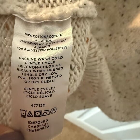 Loft Outlet | Cream Marled Side Button Sleeve Tunic Sweater Dress | Size S - Picture 4 of 8